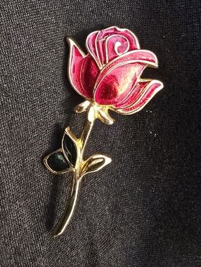 Gold-Tone Pink Rose Brooch - Women Jewelry